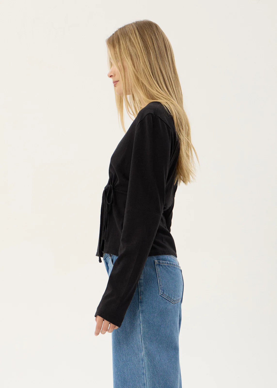AFENDS Womens Jones - Wrap Long Sleeve Top - Black