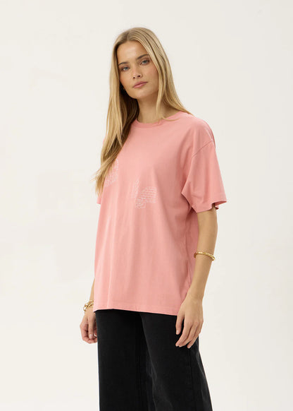 AFENDS Womens Unbound - Oversized Tee - Dusty Pink