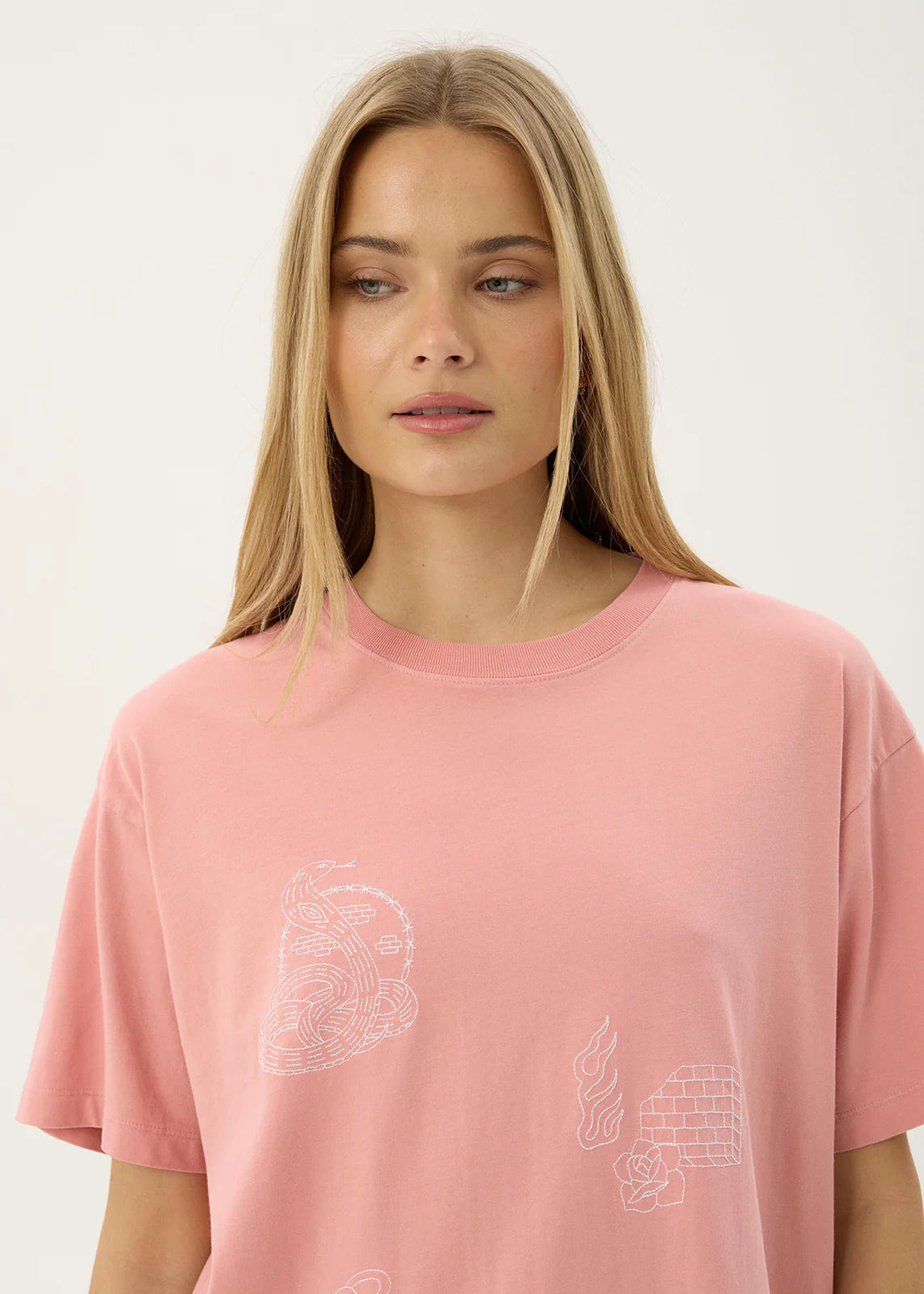 AFENDS Womens Unbound - Oversized Tee - Dusty Pink
