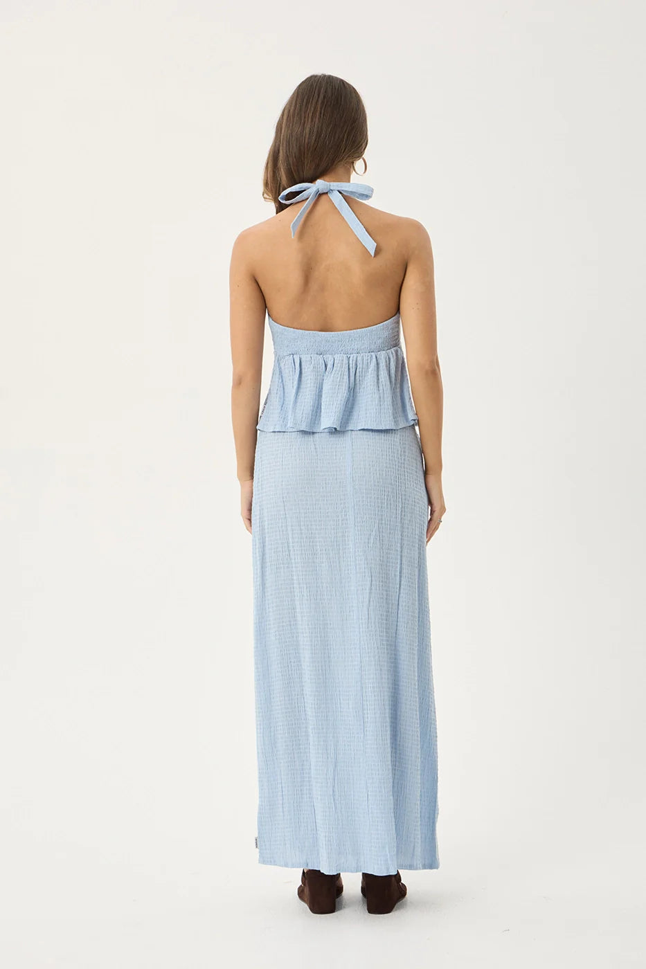 AFENDS Womens Delfina - Seersucker Halter Top - Blue