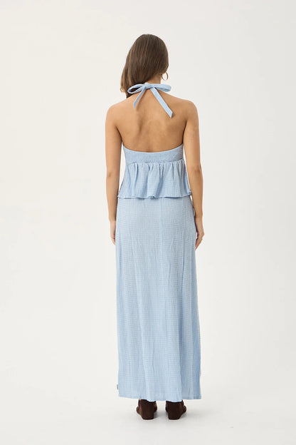AFENDS Womens Delfina - Seersucker Halter Top - Blue