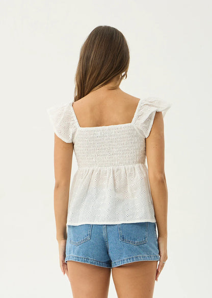 AFENDS Womens Drew - Top - White Anglaise