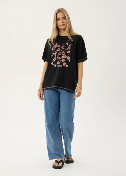 AFENDS Womens Unchained - Oversized Tee - Stone Black