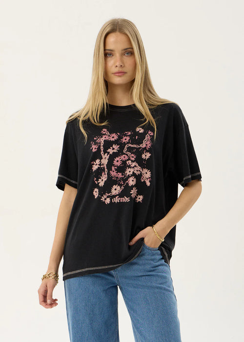 AFENDS Womens Unchained - Oversized Tee - Stone Black
