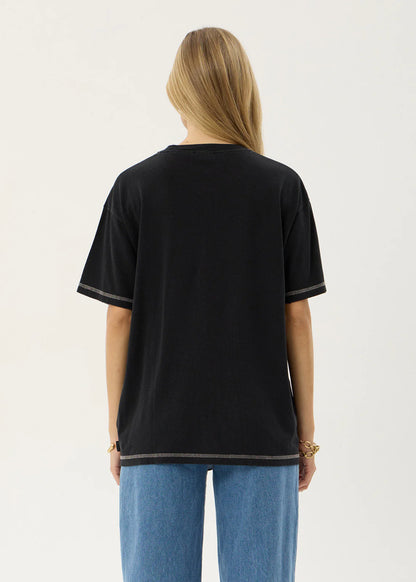 AFENDS Womens Unchained - Oversized Tee - Stone Black