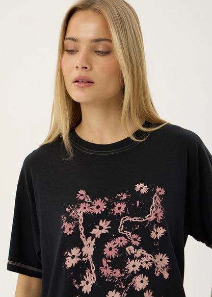 AFENDS Womens Unchained - Oversized Tee - Stone Black