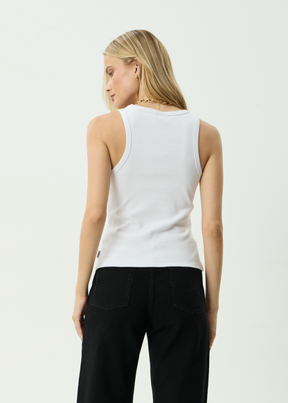 AFENDS Womens Wild Rose - Rib Singlet - White