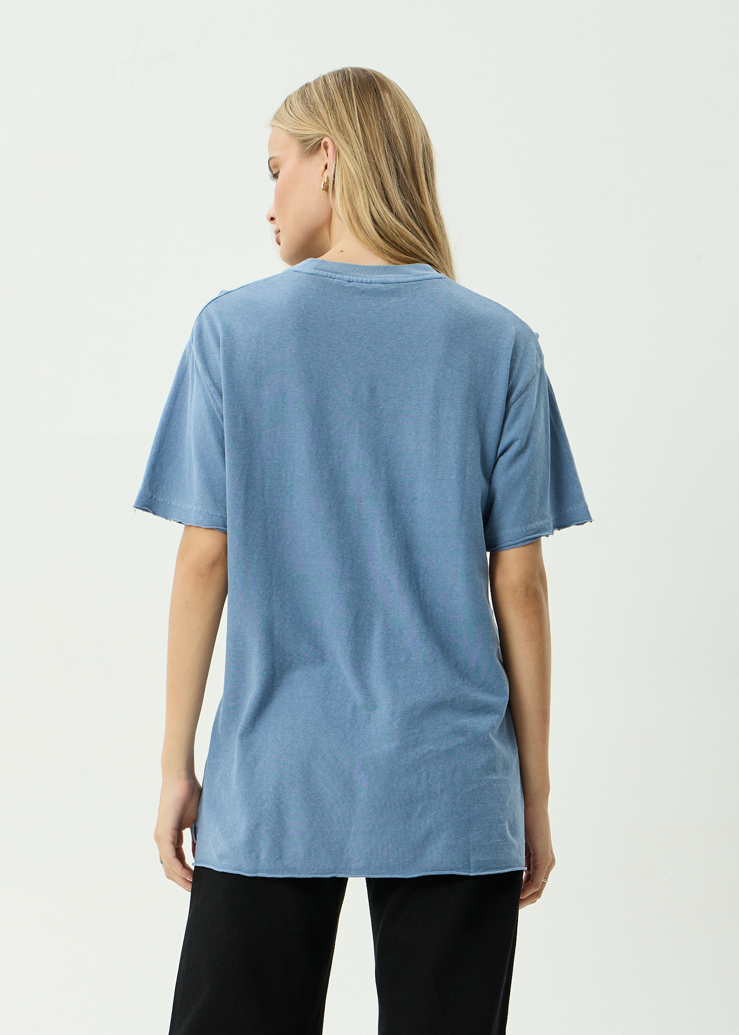 AFENDS Womens Slay - Oversized Tee - Washed Slate Blue