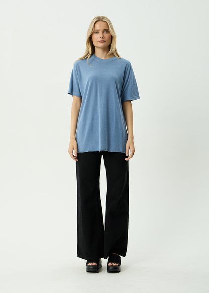 AFENDS Womens Slay - Oversized Tee - Washed Slate Blue