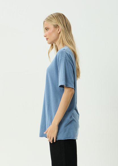 AFENDS Womens Slay - Oversized Tee - Washed Slate Blue