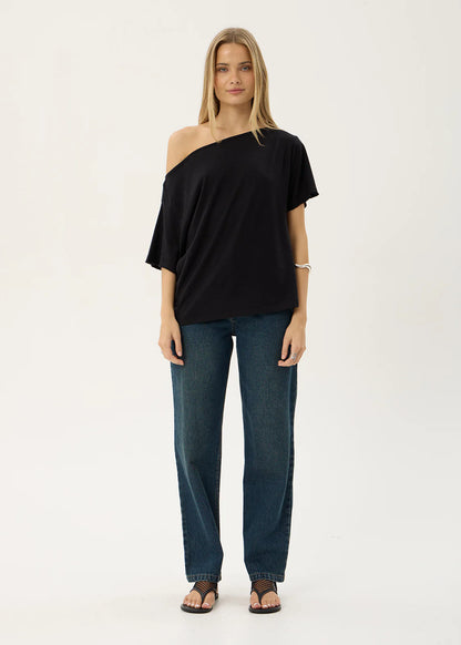 AFENDS Womens Sabina - Off Shoulder Tee - Black