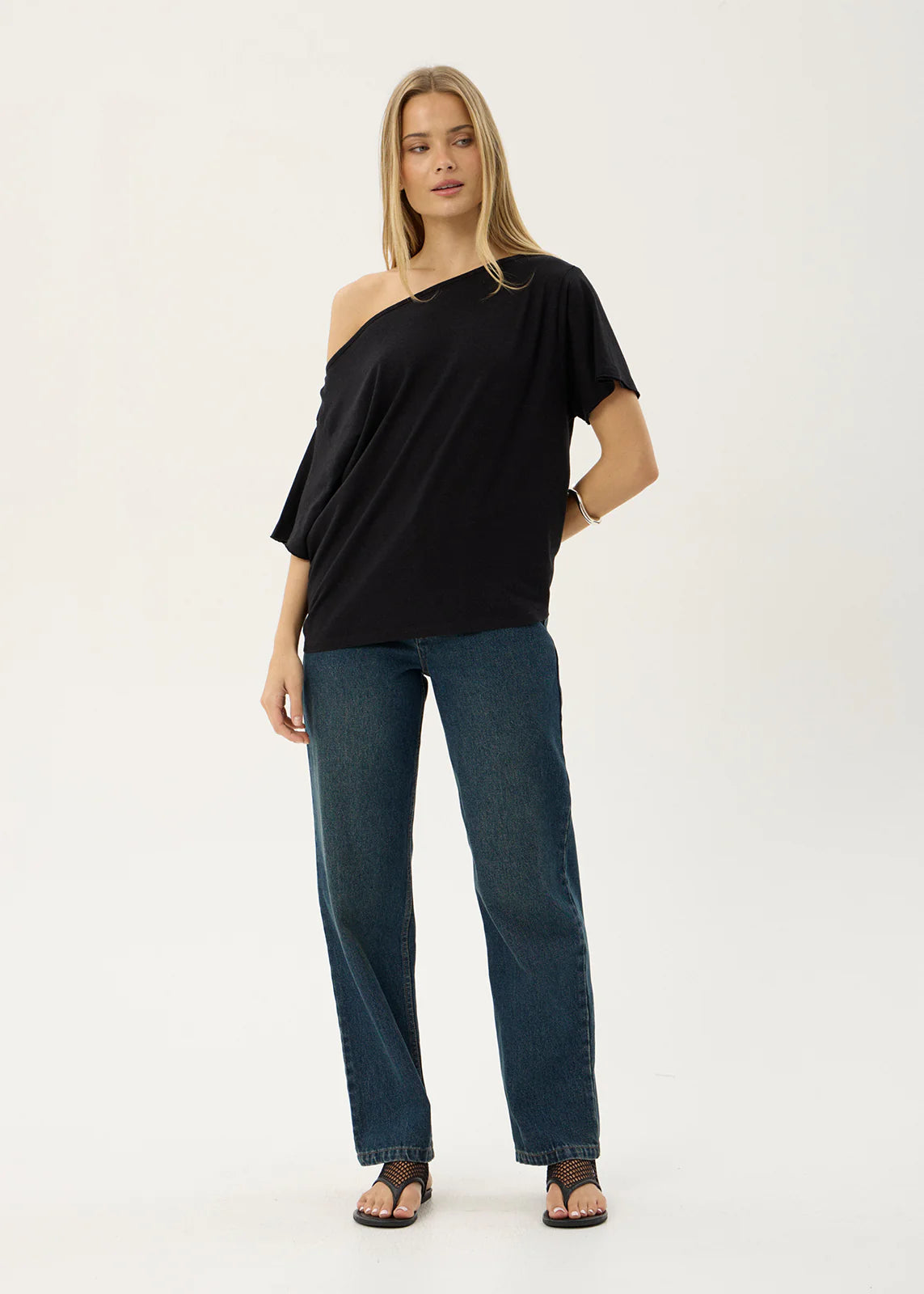AFENDS Womens Sabina - Off Shoulder Tee - Black