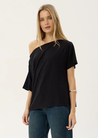 AFENDS Womens Sabina - Off Shoulder Tee - Black