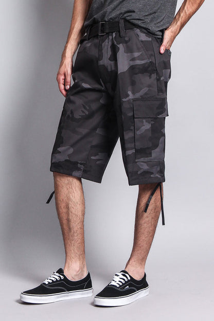 Belted Camo Cargo Shorts