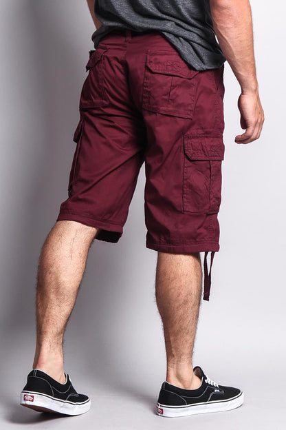 Solid Color Ripstop Belted Cargo Shorts