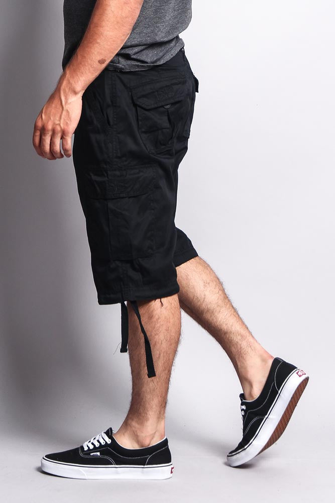 Solid Color Ripstop Belted Cargo Shorts