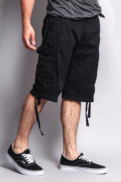Solid Color Ripstop Belted Cargo Shorts