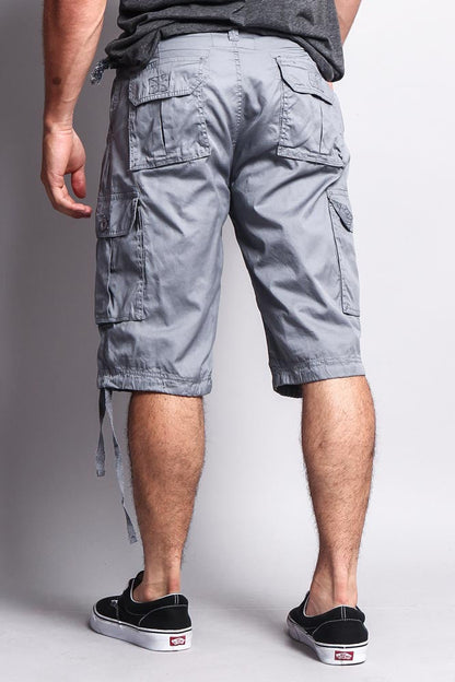 Solid Color Ripstop Belted Cargo Shorts