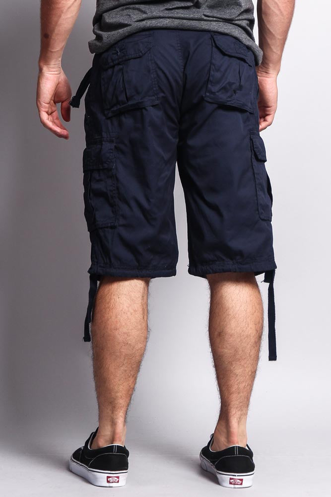 Solid Color Ripstop Belted Cargo Shorts