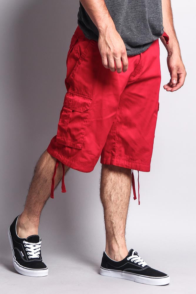 Solid Color Ripstop Belted Cargo Shorts