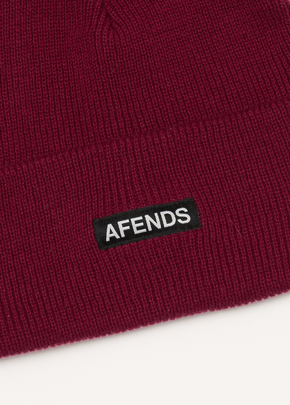 AFENDS Mens Hometown - Beanie - Burgundy