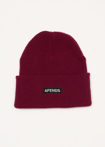 AFENDS Mens Hometown - Beanie - Burgundy