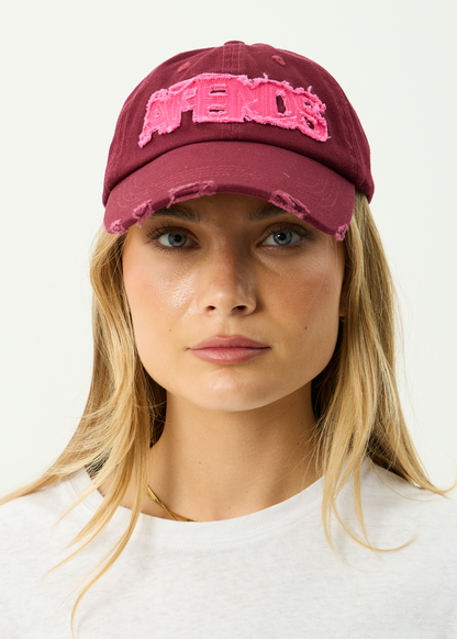 AFENDS Womens Wonders - Panelled Cap - Burgundy