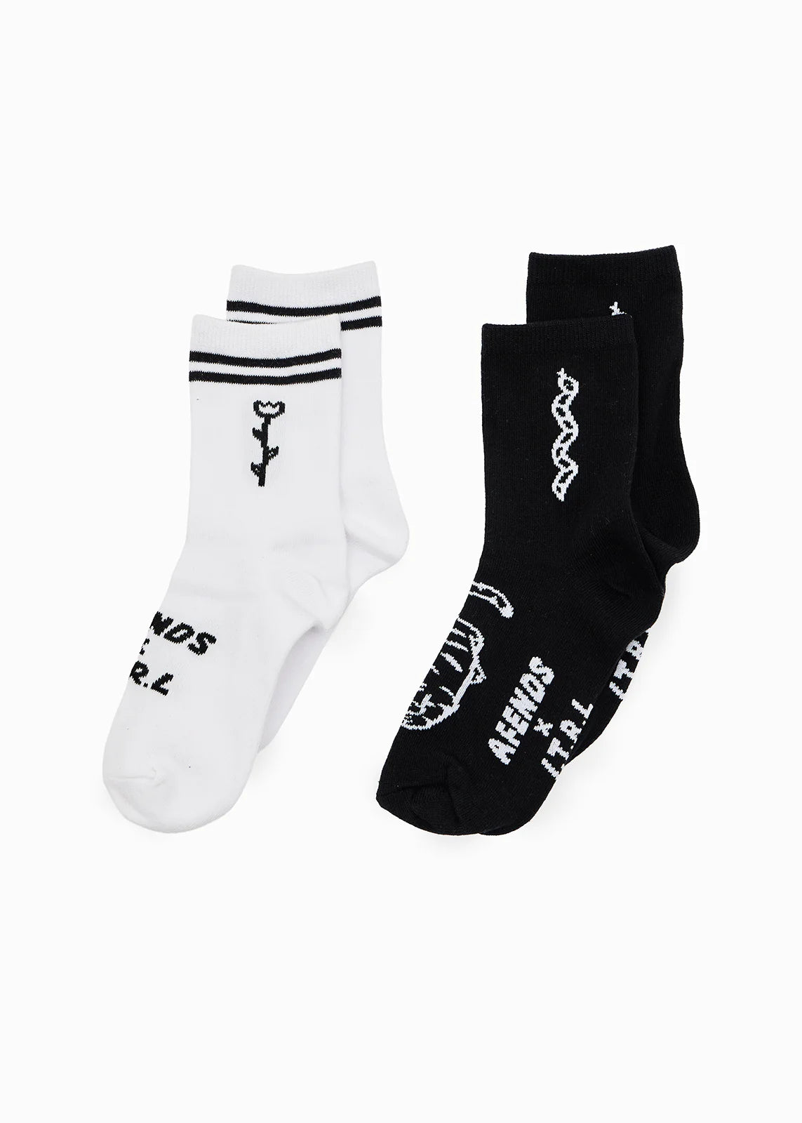 AFENDS Unisex Double Vision - Two Pack Socks - Black / White
