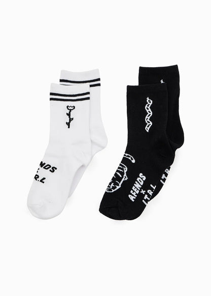 AFENDS Unisex Double Vision - Two Pack Socks - Black / White