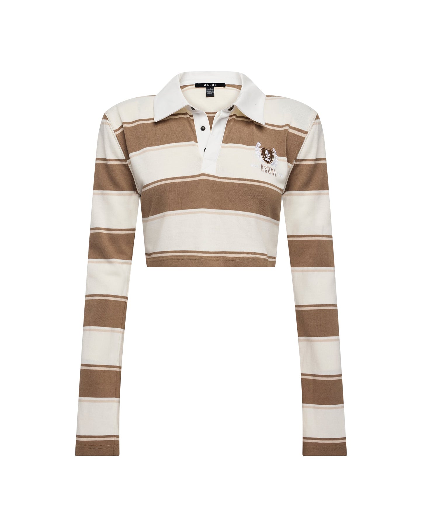 ACADEMY LS POLO SHIRT TAN STRIPE
