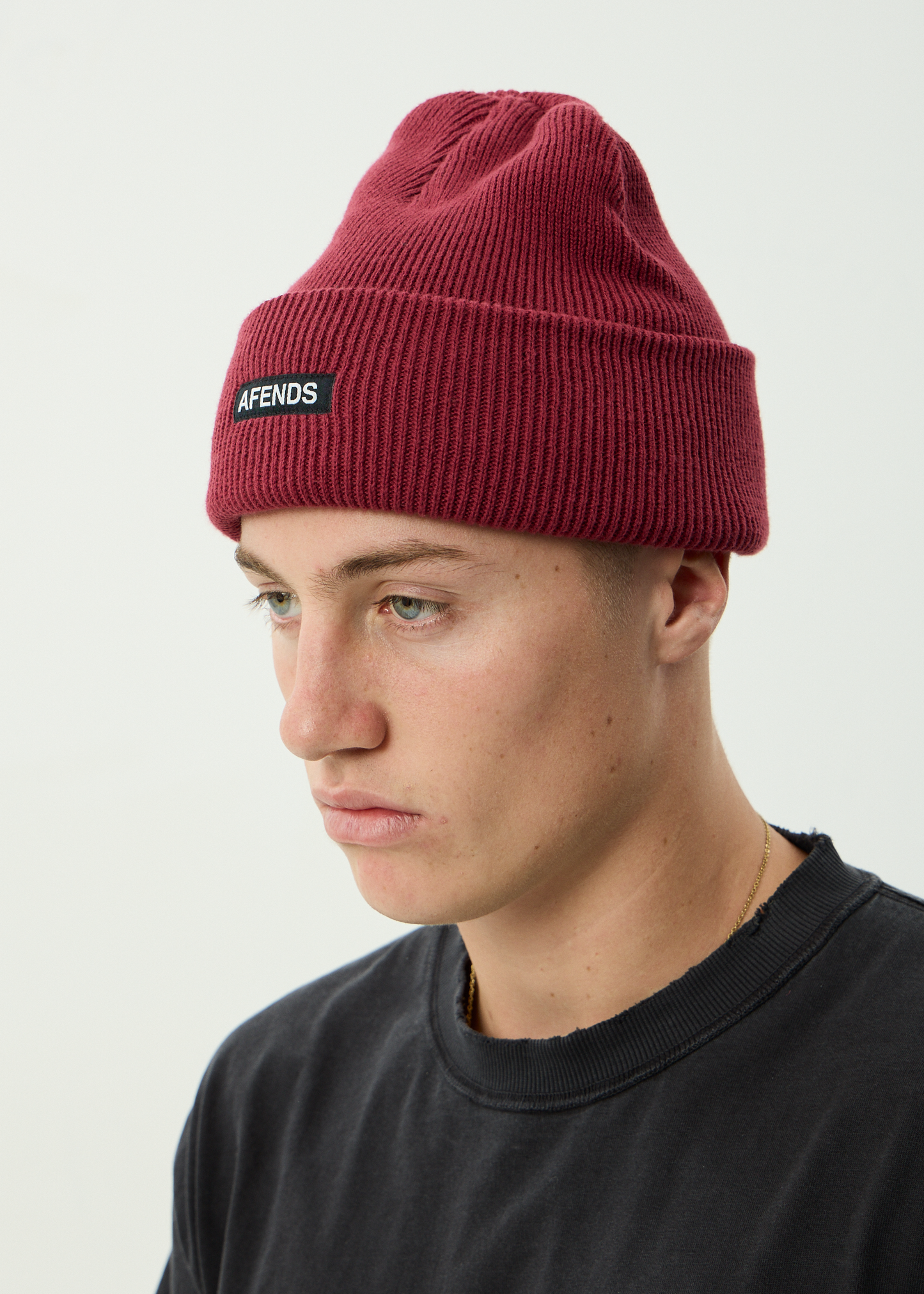 AFENDS Mens Hometown - Beanie - Burgundy