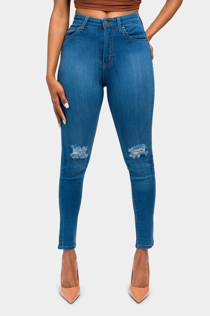 Essential High Waist Knee Slit Jeans