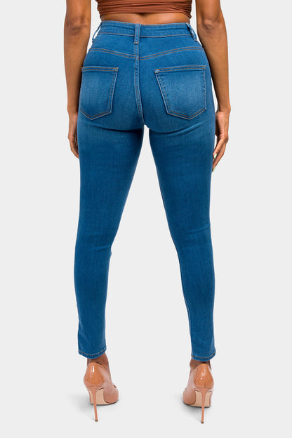 Essential High Waist Knee Slit Jeans