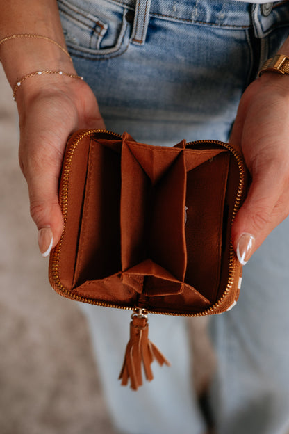Never On Schedule Checkered Wallet - Cognac