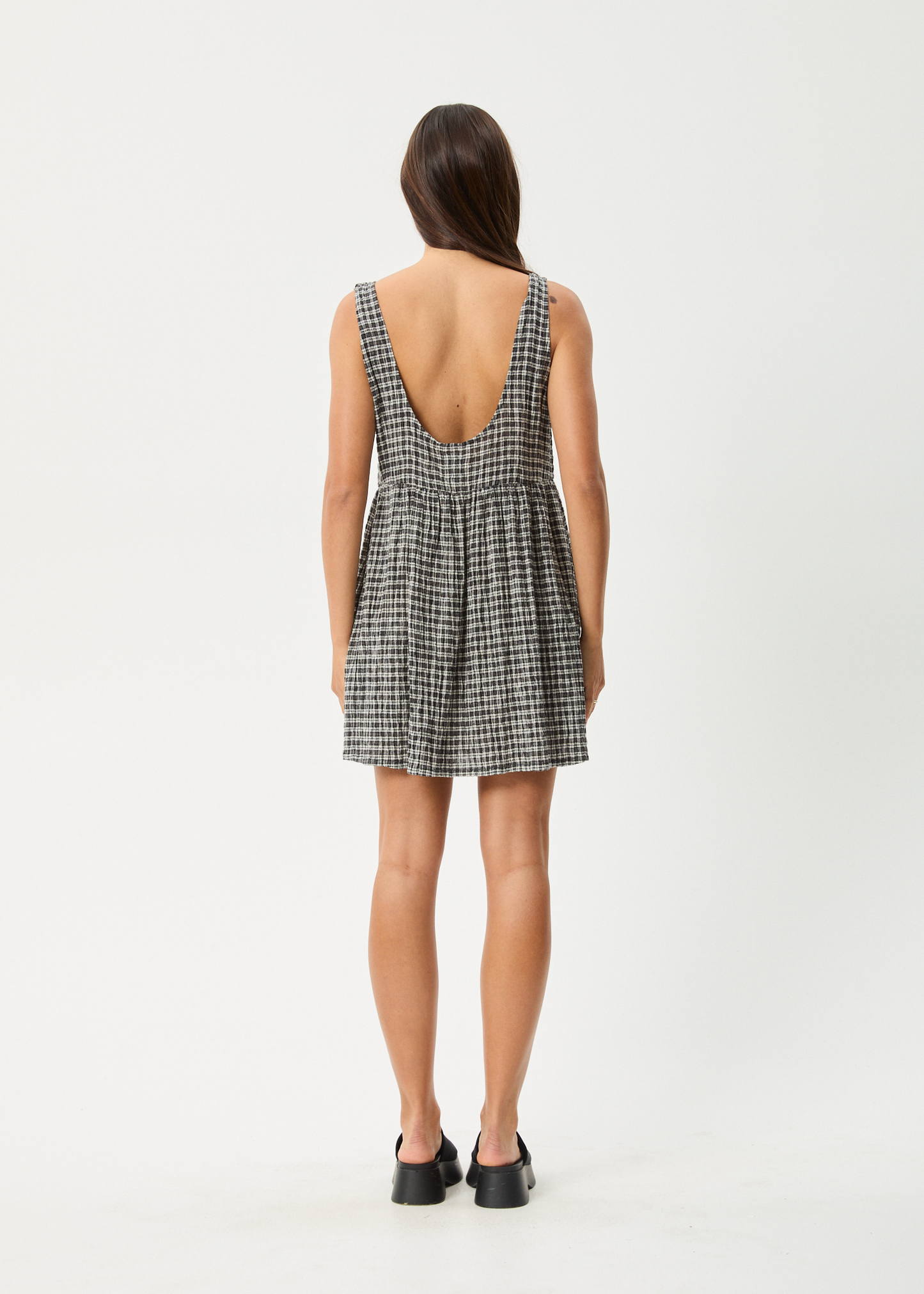 AFENDS Womens Jesse - Seersucker Mini Dress - Steel Check