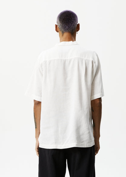AFENDS Mens Daily - Cuban Short Sleeve Shirt - White