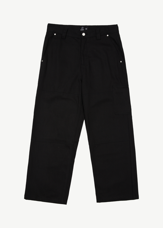 AFENDS Mens Richmond - Canvas Workwear Pant - Black