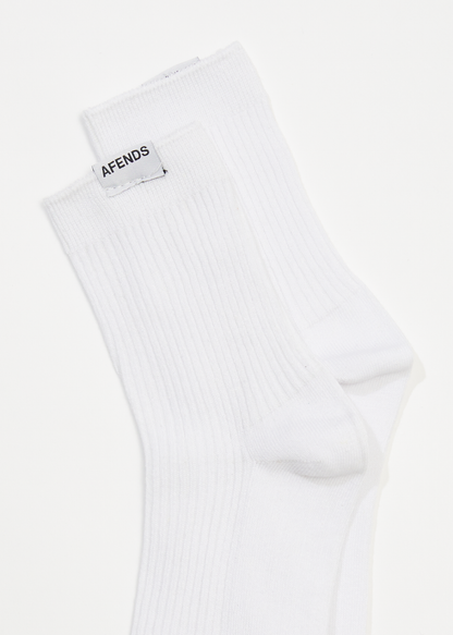 AFENDS Unisex The Essential - Rib Socks - White
