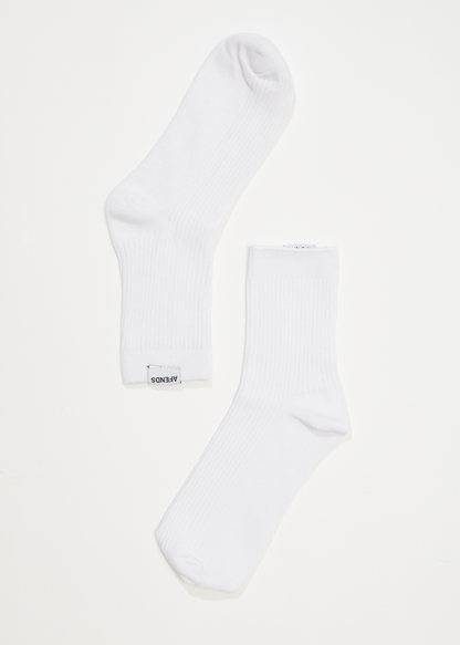 AFENDS Unisex The Essential - Rib Socks - White