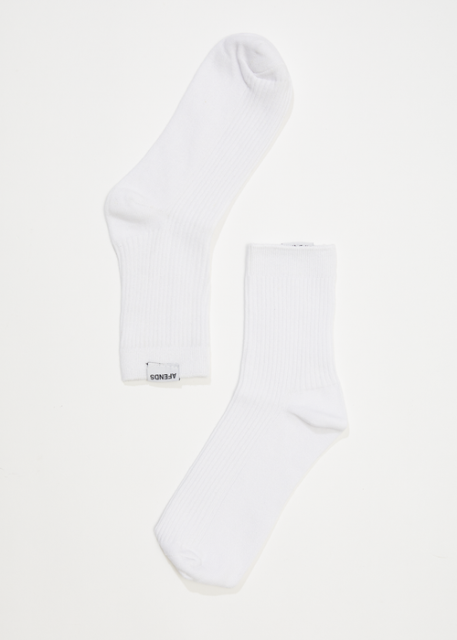 AFENDS Unisex The Essential - Rib Socks - White