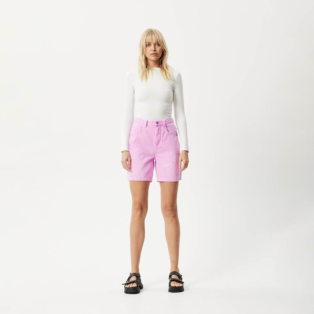 AFENDS Womens Emilie - Denim Workwear Short - Faded Candy