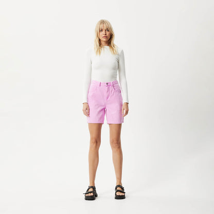 AFENDS Womens Emilie - Denim Workwear Short - Faded Candy
