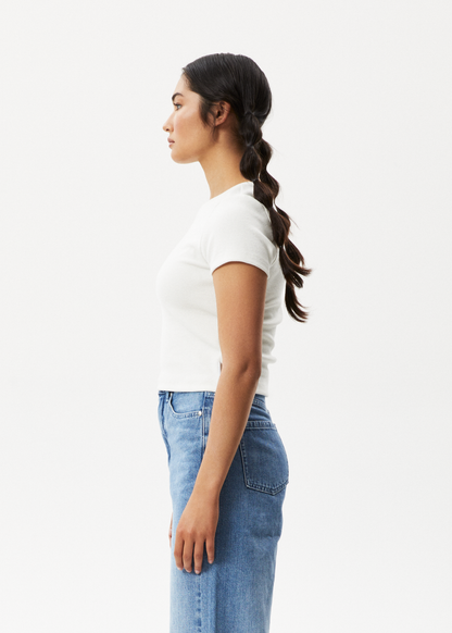 AFENDS Womens Faith - Rib Tee - Off White
