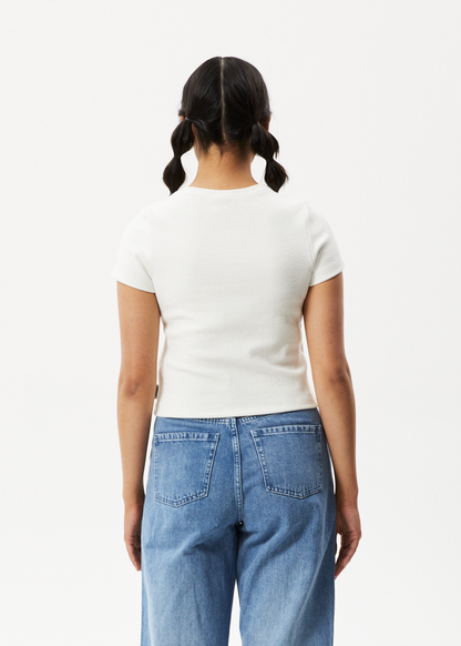 AFENDS Womens Faith - Rib Tee - Off White