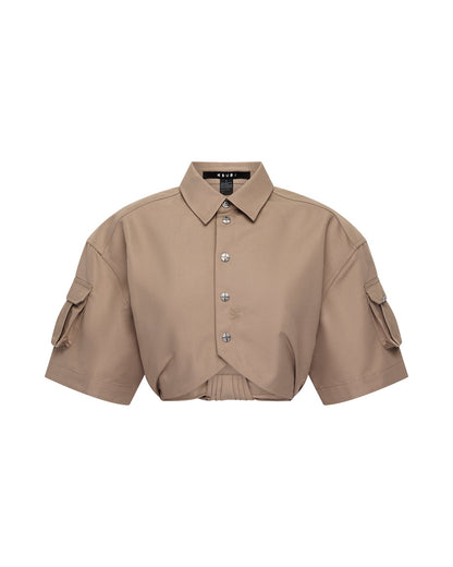 BARKER CROP SS SHIRT TAN