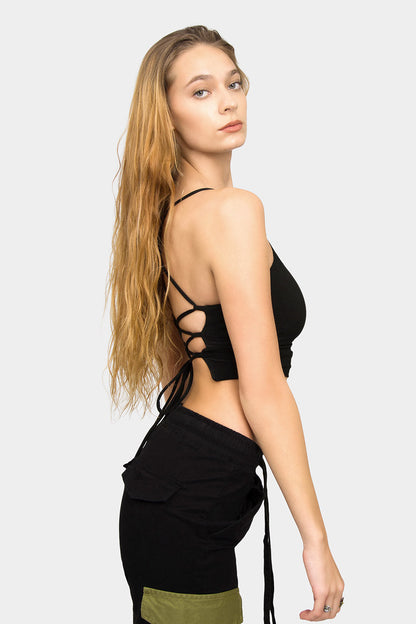 Lace Up Crop Tank Top