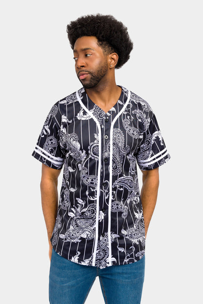 Essential Pinstripe Bandana Paisley Baseball Jersey