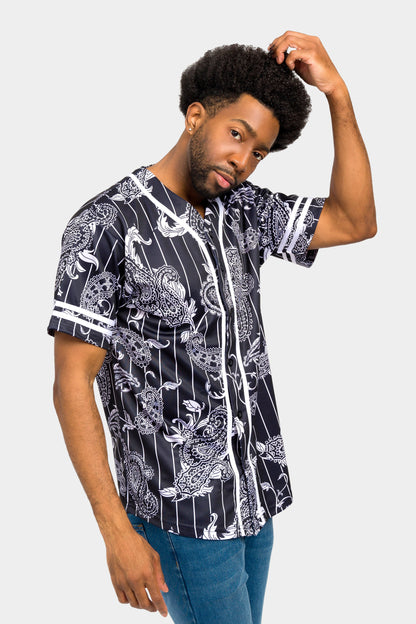 Essential Pinstripe Bandana Paisley Baseball Jersey
