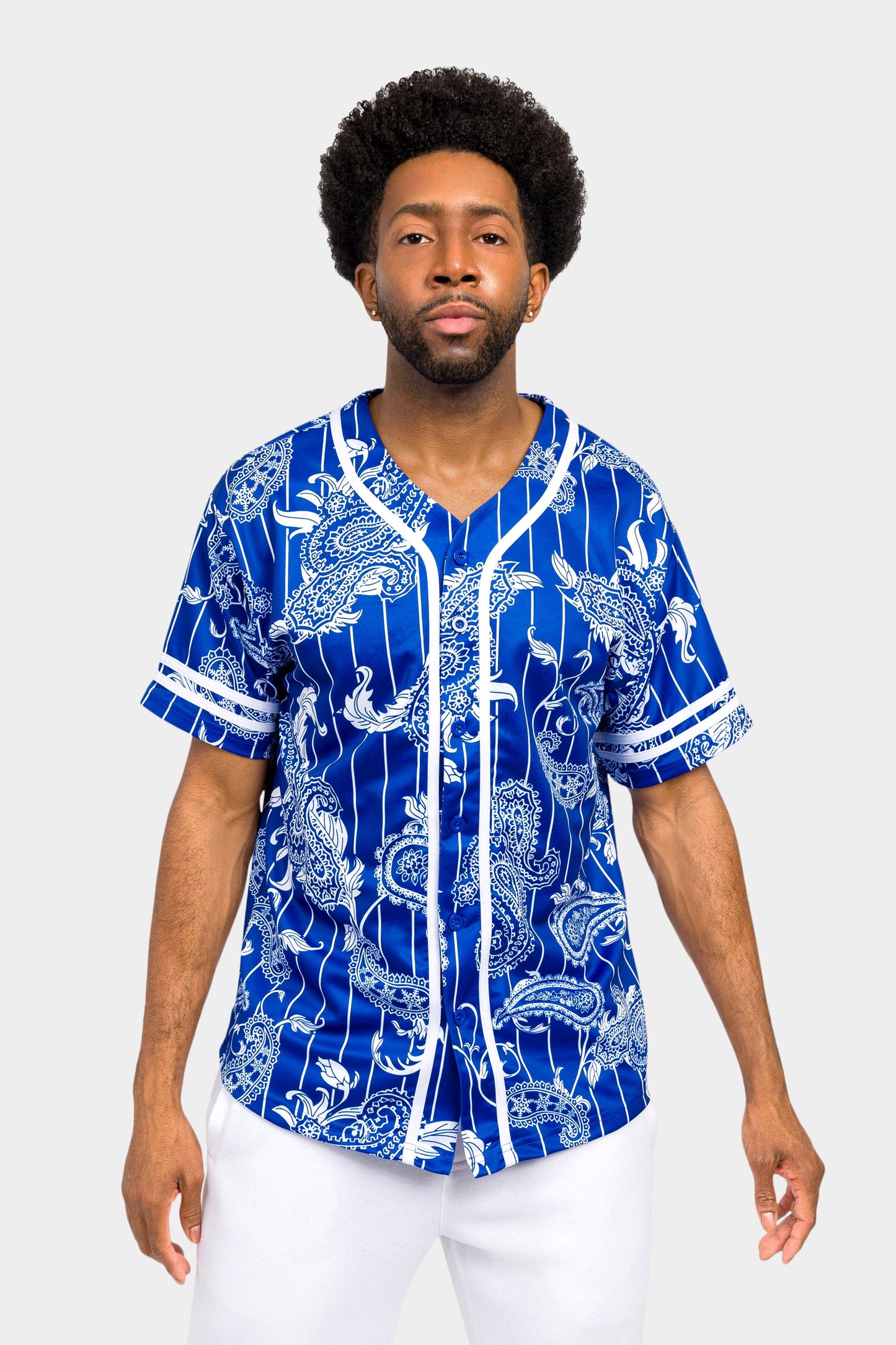Essential Pinstripe Bandana Paisley Baseball Jersey