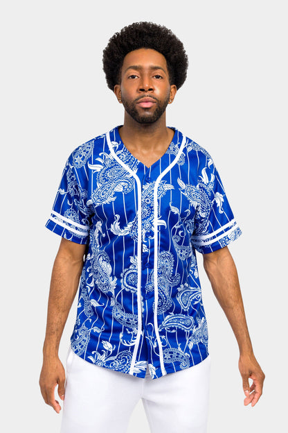 Essential Pinstripe Bandana Paisley Baseball Jersey
